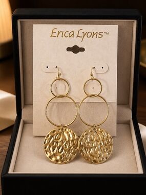 Erica Lyons Textured Gold Multi-Hoop Drop Earrings
